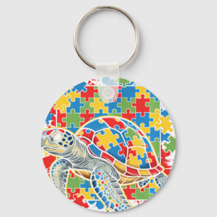 Autisme bewustzijn zee schildpad puzzel Autisti Sleutelhanger