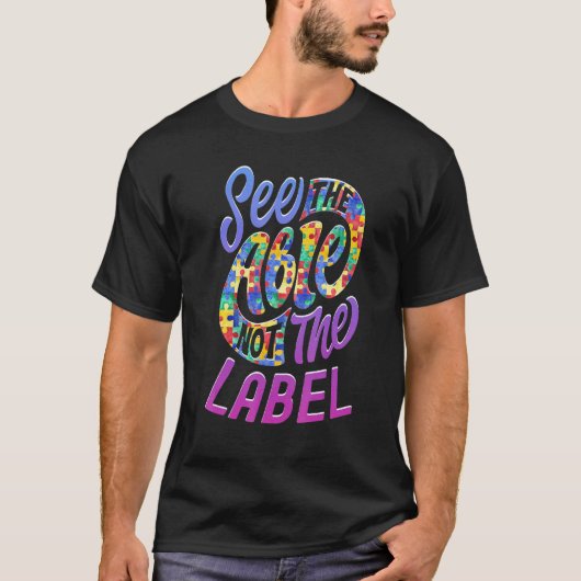 Autisme bewustzijn Zie het vermogen, niet het lab T-shirt (Voorkant)