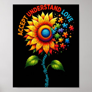 Autisme bewustzijn zonnebloem mannen vrouwen kinde poster