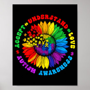 Autisme bewustzijn zonnebloem puzzelstuk autisme poster