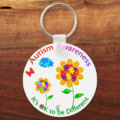 Autisme Bewustzijn Zonnebloem Sleutelhanger (Voorkant)