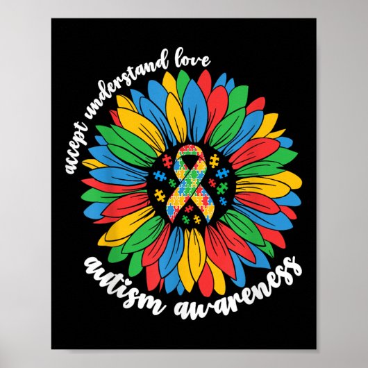 Autisme Bewustzijn Zonnebloem Voor Mannen Vrouwen  Poster (Voorkant)