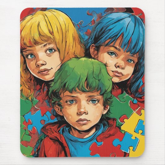 Autisme Bewustzijn - Zorg - Mousepad Muismat (Voorkant)