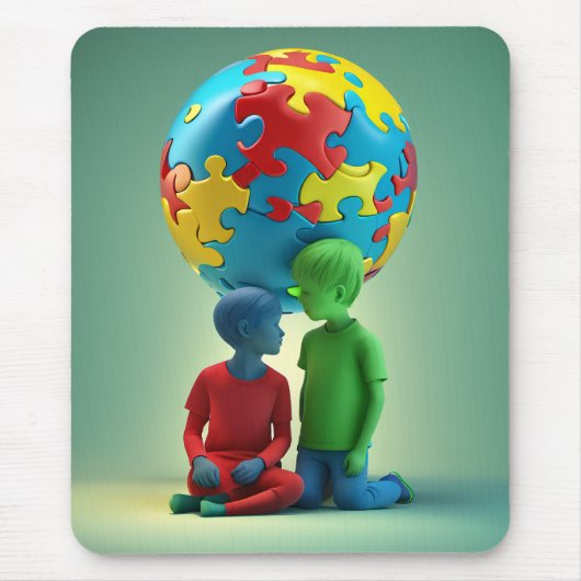 Autisme Bewustzijn - Zorg - Mousepad Muismat (Voorkant)