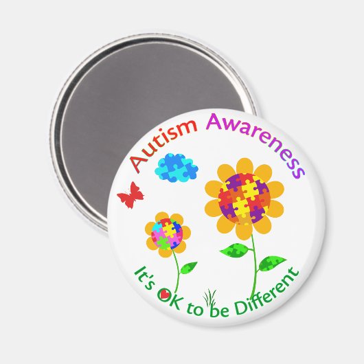 Autisme Bewustzijns-Zonnebloem Magneet (Voorkant / Achterkant)