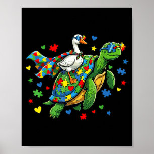 Autisme bewustzijnschildpad eend gans puzzel hart poster