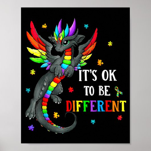 Autisme bewustzijnsdag Draak Cadeau, Het is ok om Poster (Voorkant)