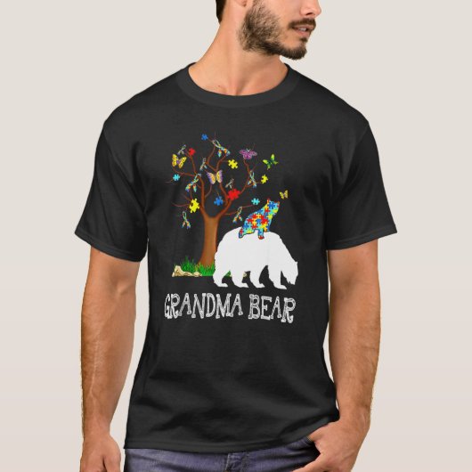 Autisme Bewustzijnsdag Grootmoeder Beer Steun Auti T-shirt (Voorkant)
