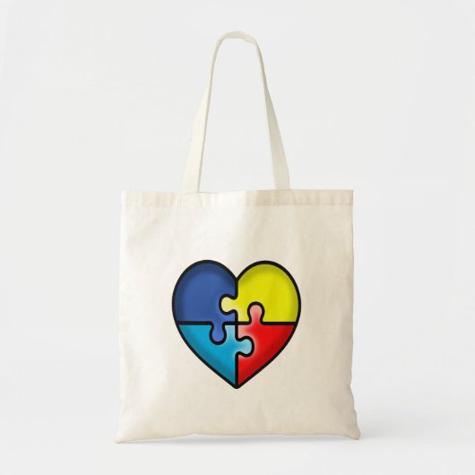 Autisme bewustzijnslint hart tote bag (Voorkant)