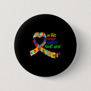 Autisme bewustzijnslint In deze familie vecht niem Ronde Button 5,7 Cm