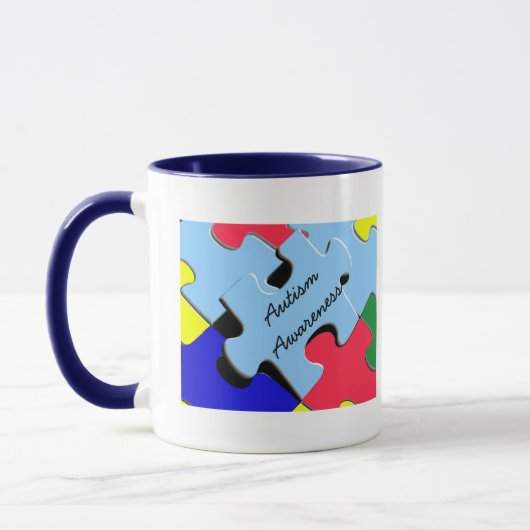 Autisme Bewustzijnslint Puzzel Hart Mok (Links)