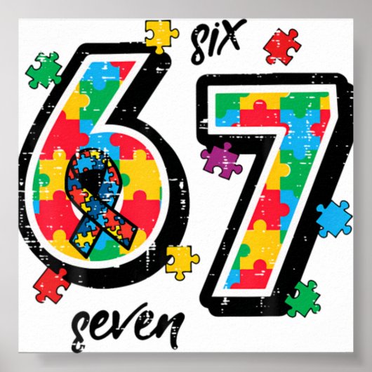 Autisme Bewustzijnspuzzel 6 7 Si Poster (Voorkant)
