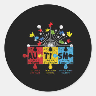Autisme Bewustzijnspuzzel Chemische Elementen Peri Ronde Sticker