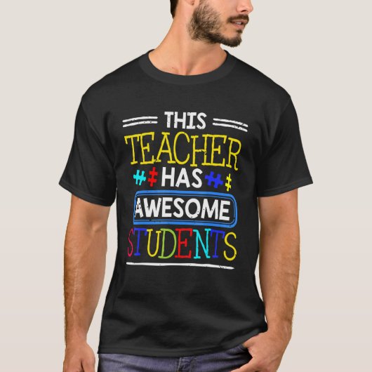 Autisme Bewustzijnspuzzel Deze Leraar Heeft Geweld T-shirt (Voorkant)