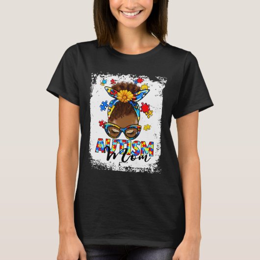 Autisme Bewustzijnspuzzel Zwarte Vrouw T-shirt (Voorkant)
