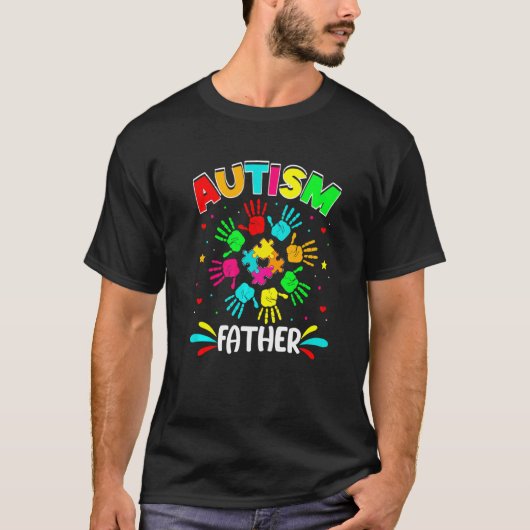 Autisme bij autistische vader Puzzle Support Famil T-shirt (Voorkant)