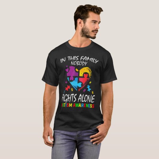 Autisme bij blauwe familie Puzzle Piece Heart Gr T-shirt (Voorkant volledig)