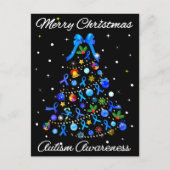Autisme Blauwe Kerstboom Feestdagenkaart (Voorkant)