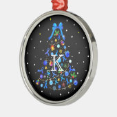 Autisme Blauwe Kerstboom Metalen Ornament (Links)