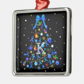 Autisme Blauwe Kerstboom Metalen Ornament (Links)