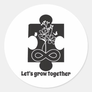 Autisme Bloemen Puzzel Stuk Speciaal Onderwijs Lee Ronde Sticker