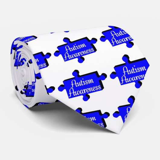 Autisme Blue Puzzle Piece Stropdas (Opgerold)