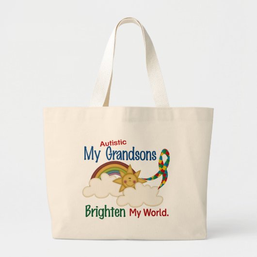 Autisme BRIGHTEN MY WORLD 1 Grandsons Grote Tote Bag (Voorkant)