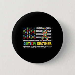 Autisme Broer Autisme Bewustzijn Mama Papa USA Vla Ronde Button 5,7 Cm