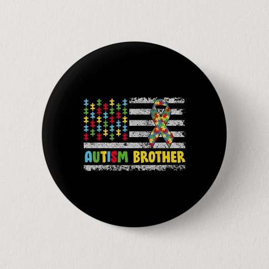 Autisme Broer Autisme Bewustzijn Mama Papa USA Vla Ronde Button 5,7 Cm (Voorkant)