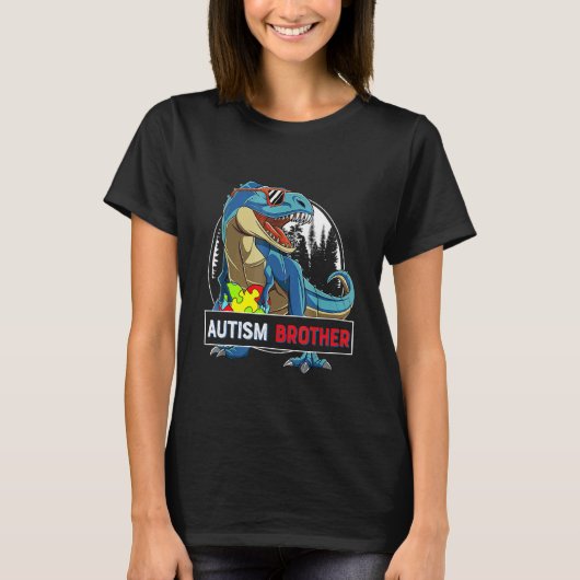 Autisme Broer Dinosaurus Puzzelstuk Autisme Bewust T-shirt (Voorkant)