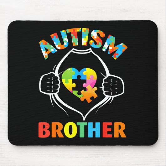Autisme Broer Superheld Puzzel Hart Bewustzijn Su Muismat (Voorkant)
