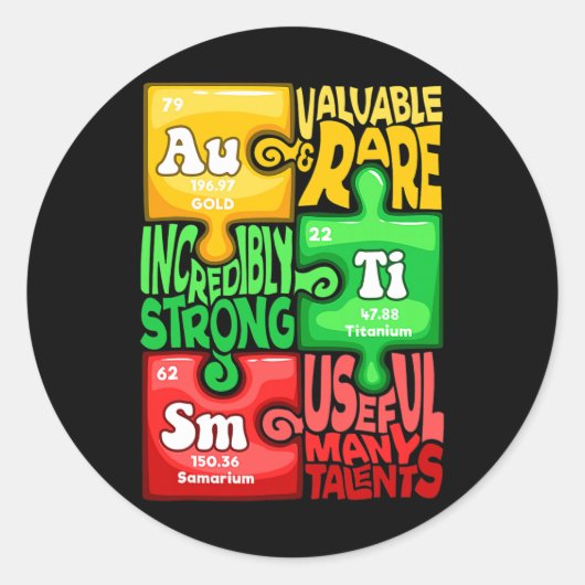 Autisme chemisch element ronde sticker (Voorkant)