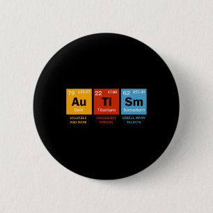 Autisme Chemistry Periodic Table Elements Autism A Ronde Button 5,7 Cm