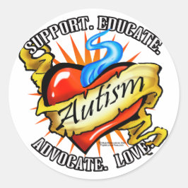 Autisme Classic Heart Tattoo Ronde Sticker