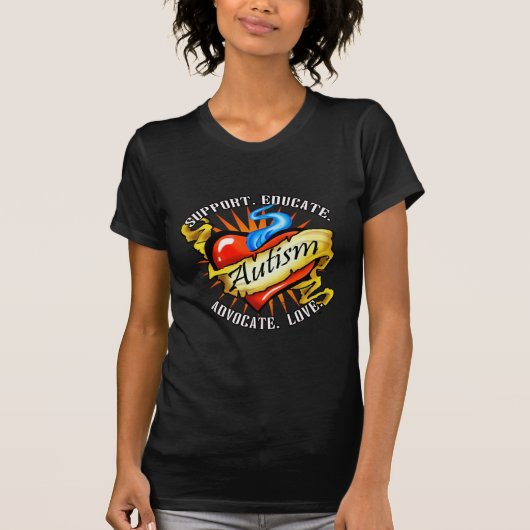 Autisme Classic Heart Tattoo T-shirt (Voorkant)