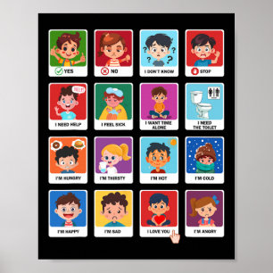 Autisme Communicatie Kaarten Kinder Emoties Speech Poster