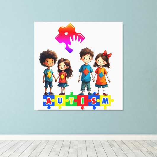 Autisme Contact Canvas Afdruk (Insitu (Houten vloer))