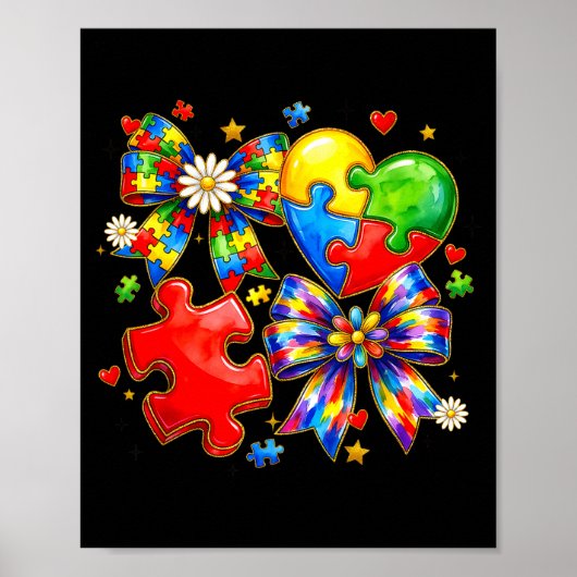 Autisme coquette strik puzzel collage autisme bewu poster (Voorkant)