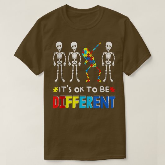 Autisme Dabbing Skeleton Het is oké om Di T-shirt (Design voorkant)