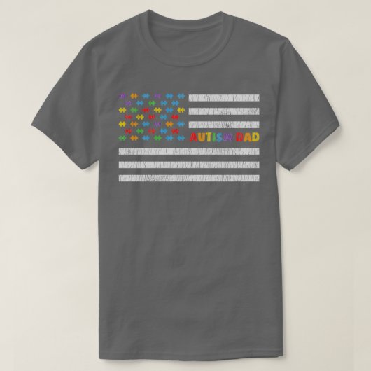 Autisme Dad American Flag Autistic Kinder Awarenes T-shirt (Design voorkant)