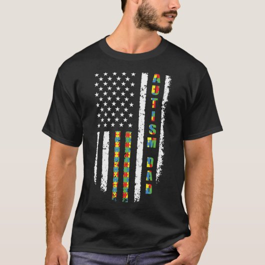 Autisme Dad American Flag T-shirt (Voorkant)