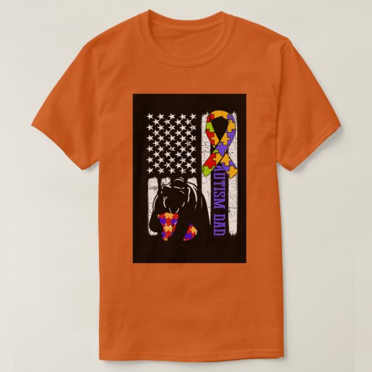 Autisme Dad Awareness Ribbon Beer Ma American Flag T-shirt (Design voorkant)