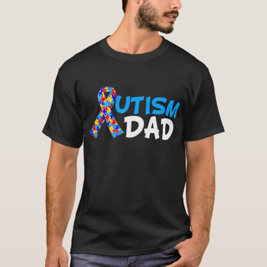 Autisme Dad Vaderdag Blue Awareness Ribbon T-shirt (Voorkant)