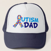 Autisme Dad Vaderdag Blue Awareness Ribbon Trucker Pet (Voorkant)