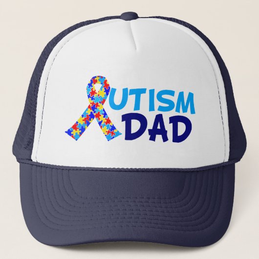 Autisme Dad Vaderdag Blue Awareness Ribbon Trucker Pet (Voorkant)