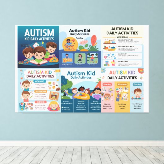 Autisme - Dagelijkse activiteiten grafiek Canvas Afdruk (Insitu (Houten vloer))