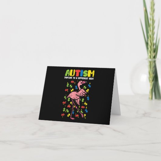Autisme Dancing Verschillende Beat Flamingo Schatt Bedankkaart (Voorkant)