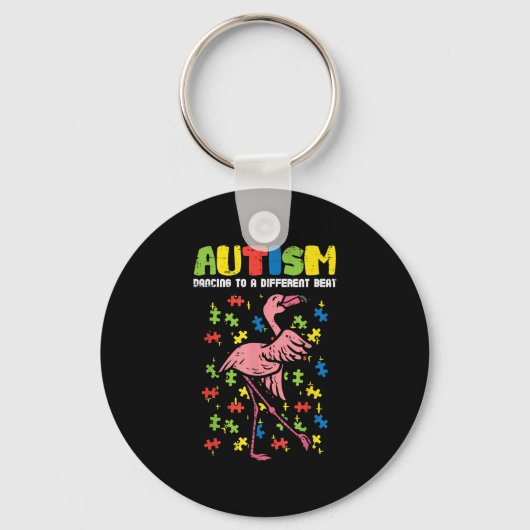 Autisme Dancing Verschillende Beat Flamingo Schatt Sleutelhanger (Voorkant)