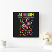 Autisme Dancing Verschillende Beat Flamingo Schatt Vierkante Klok (Huis)