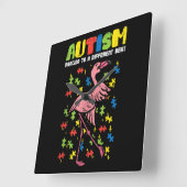 Autisme Dancing Verschillende Beat Flamingo Schatt Vierkante Klok (Hoek)
